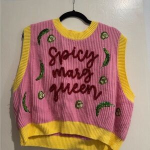 QUEEN OF SPARKLES Pink and Yellow Sleeveless Top